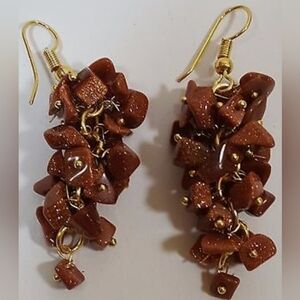 Vintage Goldstone Brown Fashion Earrings
